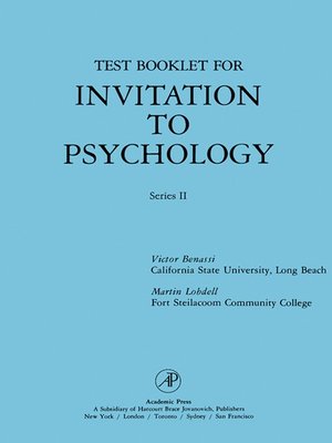 cover image of Test Booklet for Invitation to Psychology